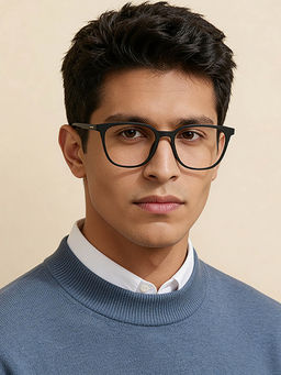 Lenskart Blu - Black Square Large Blue Cut Anti-Glare Zero Power Computer Glasses for Men & Women