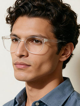 Lenskart Blu - Transparent Round Large Blue Cut Anti-Glare Zero Power Computer Glasses for Men & Women