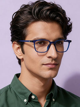 Lenskart Blu - Blue Square Medium Blue Cut Anti-Glare Zero Power Computer Glasses for Men & Women
