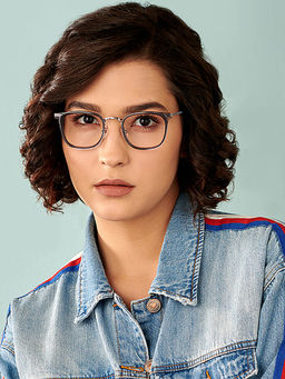 Lenskart Blu - Grey Square Medium Blue Cut Anti-Glare Zero Power Computer Glasses for Men & Women