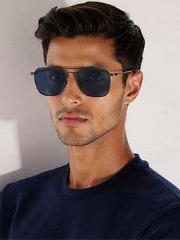Vincent Chase - by Lenskart Blue Square Sunglasses Polarized & UV Protected Men & Women Large -VC S13830