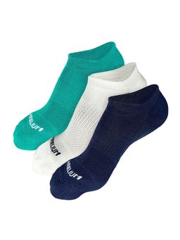 Heelium - Bamboo Zero Ankle Socks for Men - Odour Free - 3 Pairs - Teal - White - Navy Blue