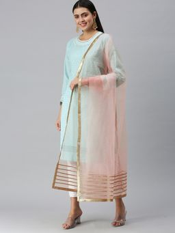 FLAHER - Pink Solid Gota Patti Work Dupatta