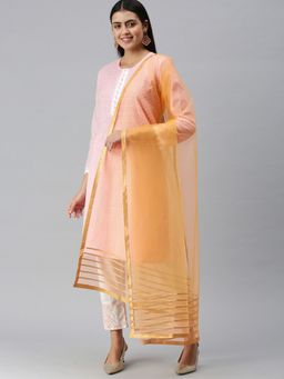 FLAHER - Yellow Solid Gota Patti Work Dupatta