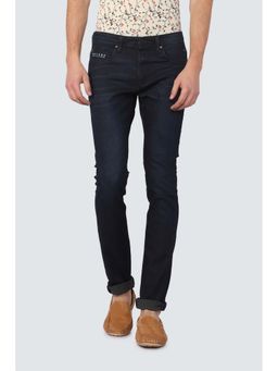 Louis Philippe - Navy Blue Solid Slim Fit Jeans