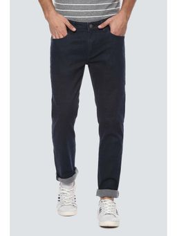 Louis Philippe - Navy Blue Solid Slim Fit Jeans