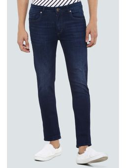 Louis Philippe - Navy Blue Solid Slim Fit Jeans