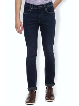 Louis Philippe - Navy Blue Solid Super Slim Fit Jeans