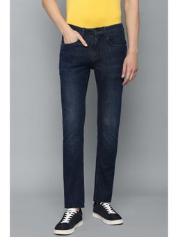 Louis Philippe - Navy Blue Solid Super Slim Fit Jeans