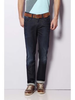 Van Heusen - Navy Blue Solid Regular Fit Jeans