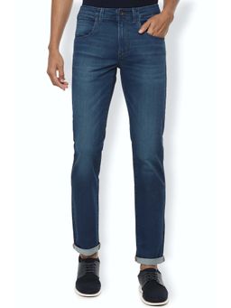 Van Heusen - Navy Blue Solid Slim Fit Jeans