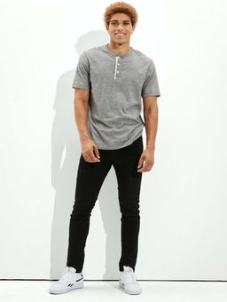 American Eagle - Black Solid Skinny Fit Jeans