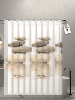 Kuber Industries - Stone White Shower Curtains (Pack Of 2) (7 Feet)