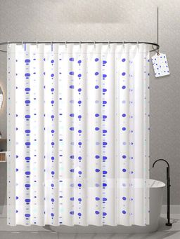 Kuber Industries - White Dots Shower Curtains with 12 Rings (Pack of 2) (7 Feet)