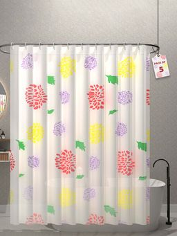 Kuber Industries - Multi Firework -White Shower Curtains with 12 Rings (Pack of 5) (7 Feet)