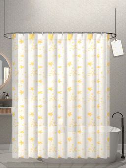 Kuber Industries - White Stars Shower Curtains with 12 Rings (Pack of 2) (7 Feet)