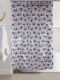 Kuber Industries - Transparent PVC Waterproof Rose Print Shower Curtain (7 Feet)