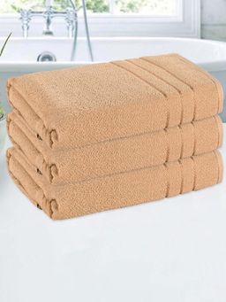 Kuber Industries - Brown Cotton Plain Lining Bath Towels (Pack of 3)