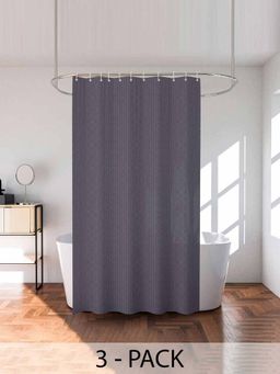 Kuber Industries - Grey Lining PVC Shower Curtain with 8 Rings (Pack of 3) (7 Feet)