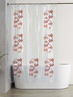 Kuber Industries - Transparent Leaf Printed Stain Resistant Shower Curtain (7 Feet)