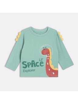 MINI KLUB - Boys Green Typography Cotton T-shirt