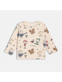 MINI KLUB - Boys Beige Printed Cotton T-shirt