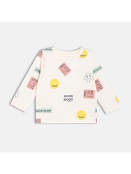 MINI KLUB - Boys White Typography Cotton T-shirt