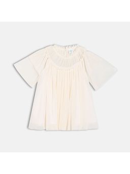 MINI KLUB - Girls Beige Solid Cotton Dress