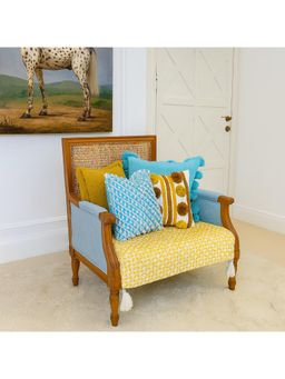 THROW PILLOW - Yellow Diamond with White Corner Tassel Sofa Cover