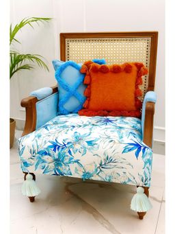 THROW PILLOW - Blue Paradise with White Corner Tassel Sofa Cover