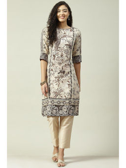 Biba - Beige Flared Kurta