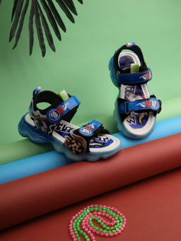 Truffle Collection - Blue PU Velcro With LED Lights Sandals