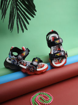 Truffle Collection - Red PU Velcro With LED Lights Sandals