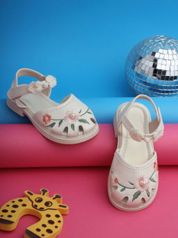 Truffle Collection - Off White PU Velcro Sandals