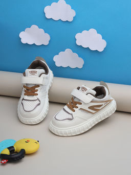 Truffle Collection - White Beige PU Velcro Sneakers