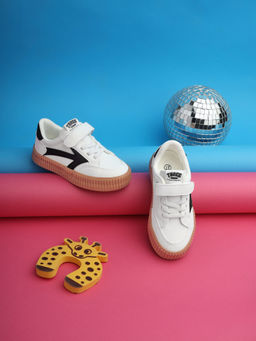 Truffle Collection - White Black PU Velcro Sneakers