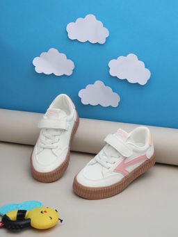 Truffle Collection - White Pink PU Velcro Sneakers