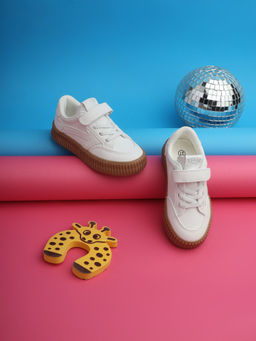 Truffle Collection - White PU Velcro Sneakers