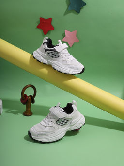 Truffle Collection - White Black Mesh Velcro Sneakers