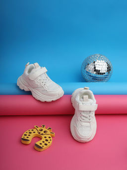 Truffle Collection - White Mesh Velcro Sneakers