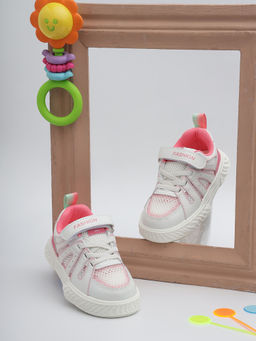 Truffle Collection - White Pink Mesh Velcro Sneakers