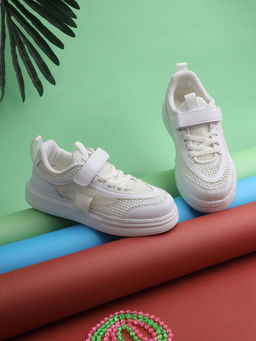 Truffle Collection - White Mesh Velcro Sneakers