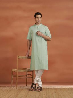 Fabindia - Green Stripes Regular Kurta