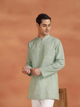 Fabindia - Green Woven Regular Kurta