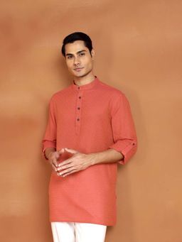 Fabindia - Orange Woven Regular Kurta