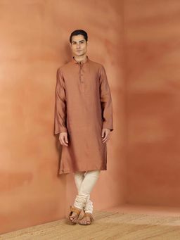 Fabindia - Rust Woven Slim Kurta