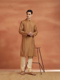 Fabindia - Mustard Stripes Slim Kurta