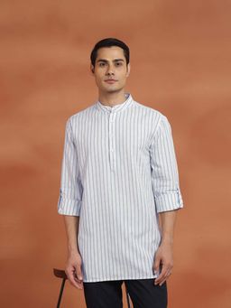 Fabindia - White Stripes Regular Kurta