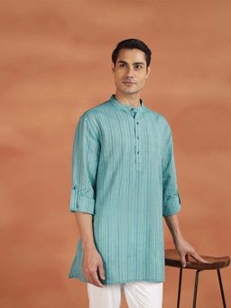 Fabindia - Turquoise Stripes Regular Kurta