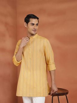Fabindia - Yellow Stripes Regular Kurta